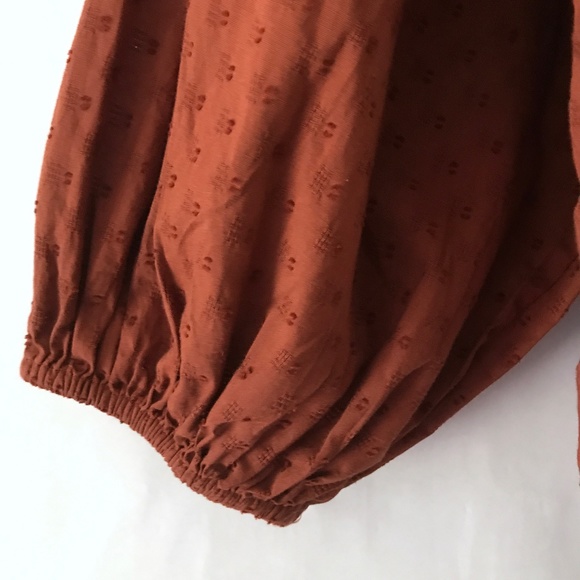 Old Navy Rust Burnt Orange Oversized Smoked Long Sleeve Boho Peasant Blouse - Picture 4 of 14